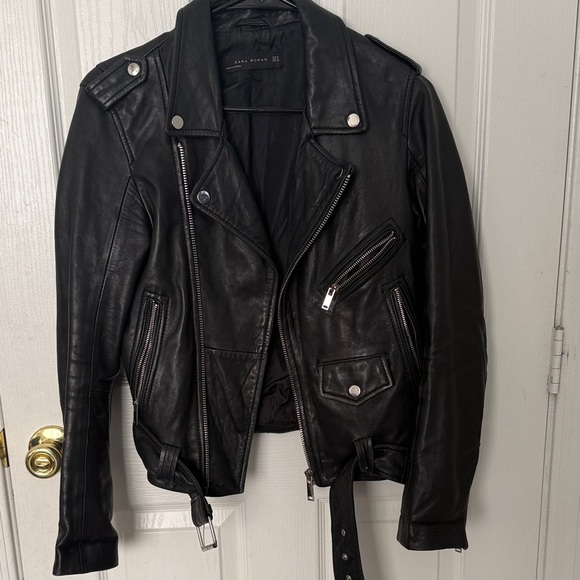 Zara Jackets & Blazers - Zara Black Faux Leather Moto Jacket
